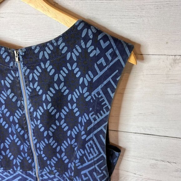 Plenty by Tracy Reese Dress Womens Size 8 Diamond Tribal Sleeveless Denim Funky - Picture 15 of 16